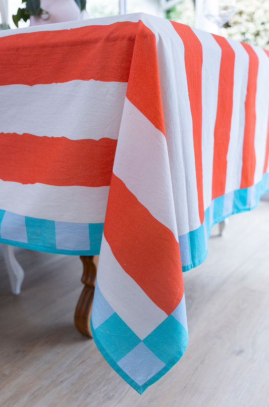Coral stripe Tablecloth